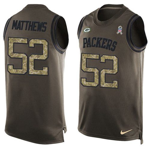 Nike Packers #52 Clay Matthews Green Men's Stitched NFL Limited Salute To Service Tank Top Jersey