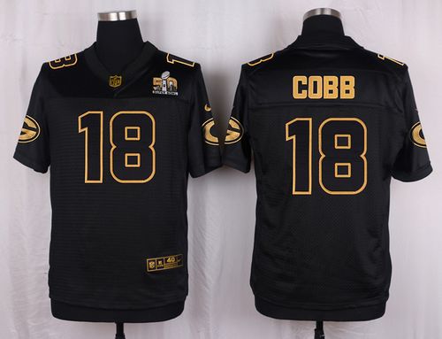 Nike Packers #18 Randall Cobb Black Men's Stitched NFL Elite Pro Line Gold Collection Jersey