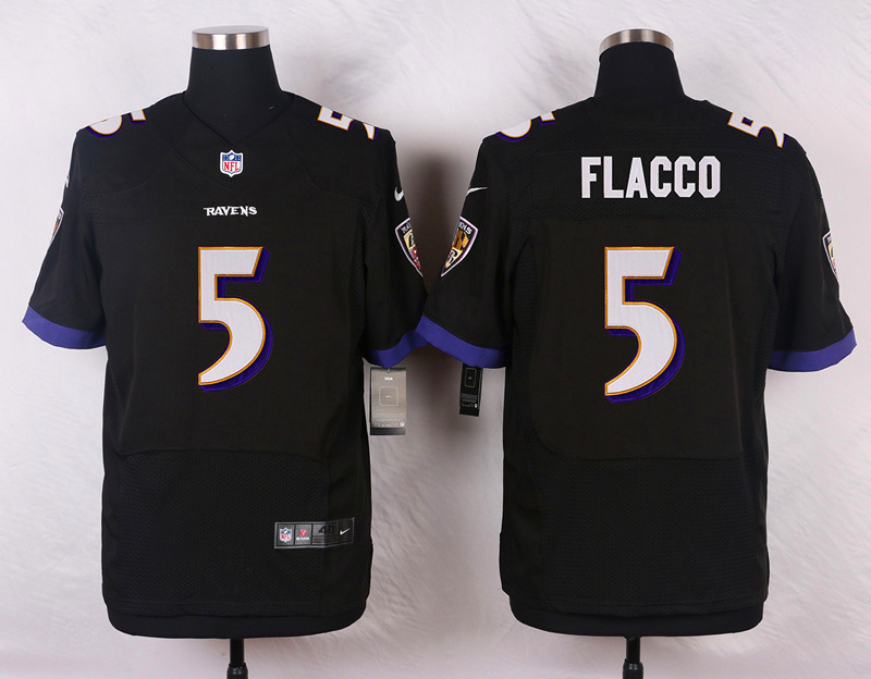 Nike Ravens #5 Joe Flacco Black Men's Stitched NFL New Elite Jersey