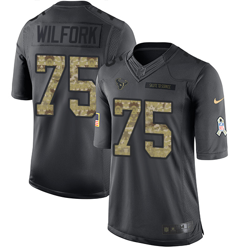 Nike Texans #75 Vince Wilfork Black Men's Stitched NFL Limited 2016 Salute to Service Jersey