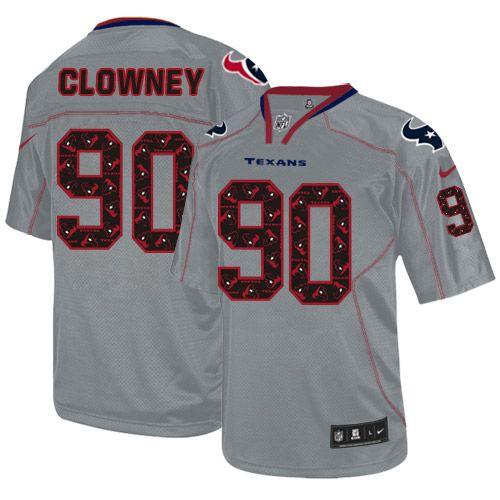 Nike Texans #90 Jadeveon Clowney New Lights Out Grey Men's Stitched NFL Elite Jersey