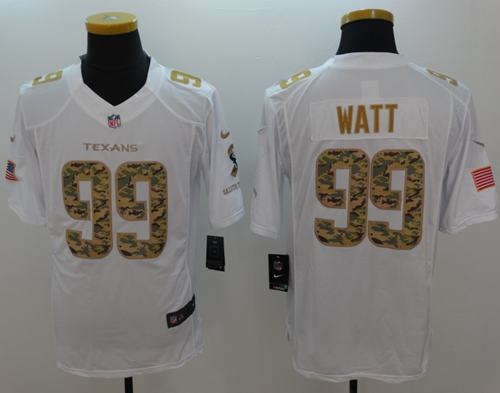 Nike Texans #99 J.J. Watt White Men's Stitched NFL Limited Salute to Service Jersey