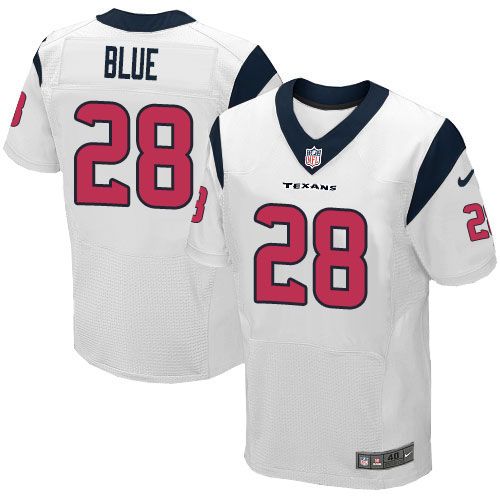 Nike Texans #28 Alfred Blue White Men's Stitched NFL Elite Jersey