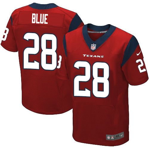Nike Texans #28 Alfred Blue Red Alternate Men's Stitched NFL Elite Jersey