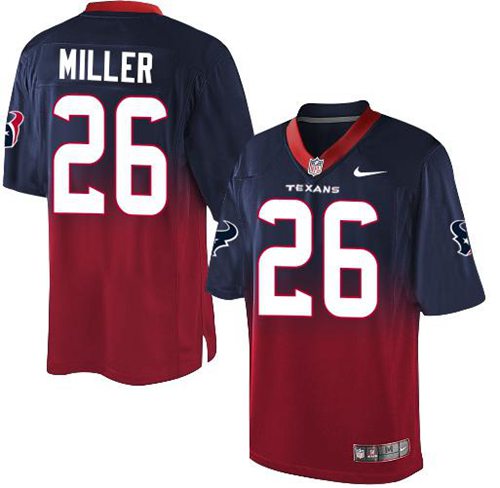 Nike Texans #26 Lamar Miller Navy Blue/Red Men's Stitched NFL Elite Fadeaway Fashion Jersey