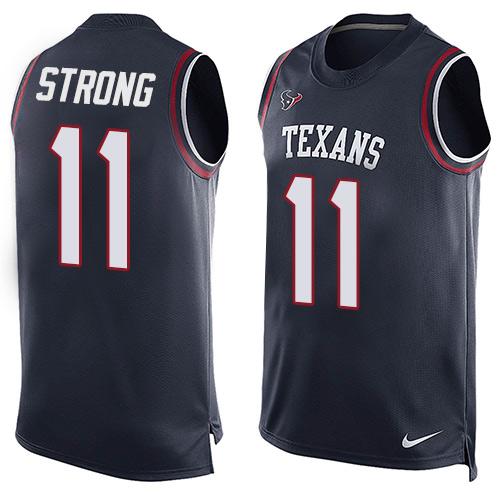Nike Texans #11 Jaelen Strong Navy Blue Team Color Men's Stitched NFL Limited Tank Top Jersey