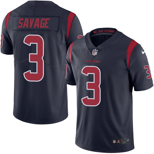 Nike Texans #3 Tom Savage Navy Blue Men's Stitched NFL Limited Rush Jersey