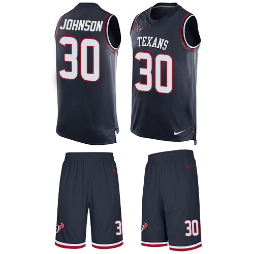 Nike Texans #30 Kevin Johnson Navy Blue Team Color Men's Stitched NFL Limited Tank Top Suit Jersey