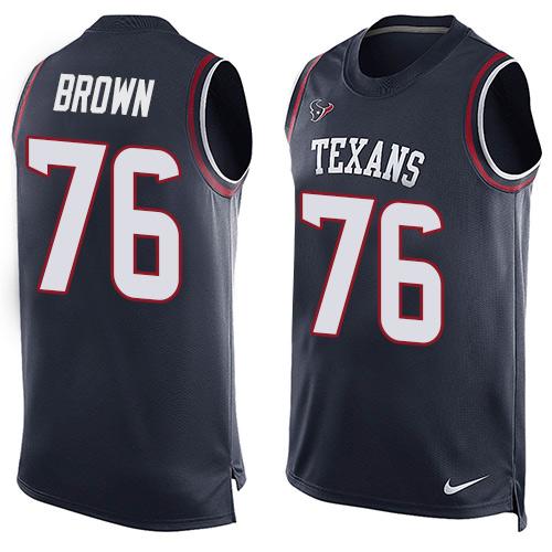 Nike Texans #76 Duane Brown Navy Blue Team Color Men's Stitched NFL Limited Tank Top Jersey