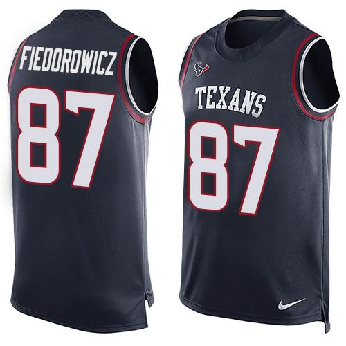 Nike Texans #87 C.J. Fiedorowicz Navy Blue Team Color Men's Stitched NFL Limited Tank Top Jersey
