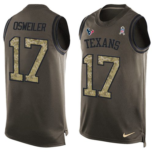 Nike Texans #17 Brock Osweiler Green Men's Stitched NFL Limited Salute To Service Tank Top Jersey