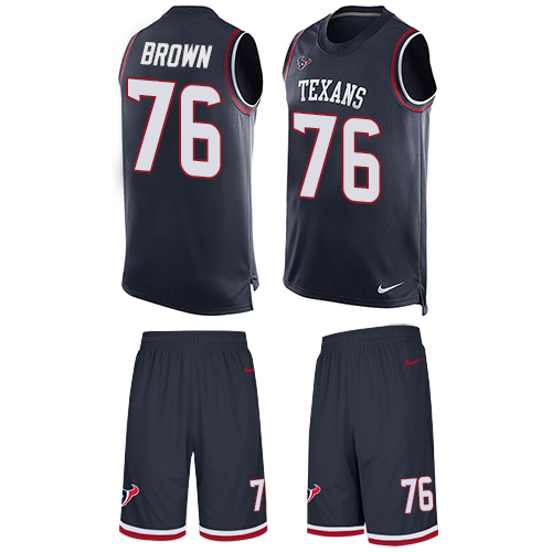 Nike Texans #76 Duane Brown Navy Blue Team Color Men's Stitched NFL Limited Tank Top Suit Jersey