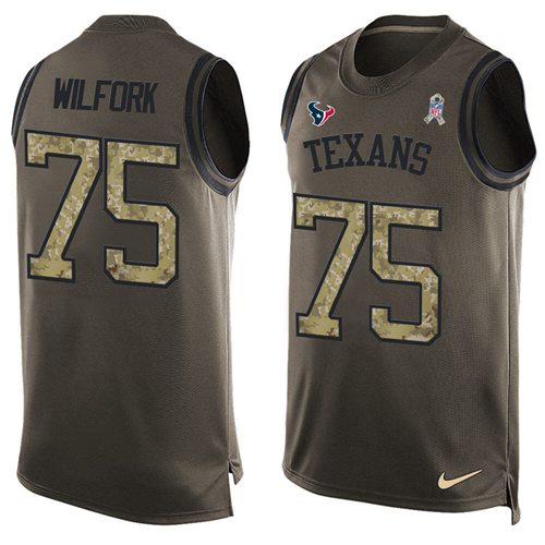 Nike Texans #75 Vince Wilfork Green Men's Stitched NFL Limited Salute To Service Tank Top Jersey