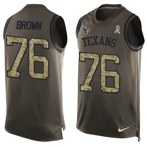 Nike Texans #76 Duane Brown Green Men's Stitched NFL Limited Salute To Service Tank Top Jersey