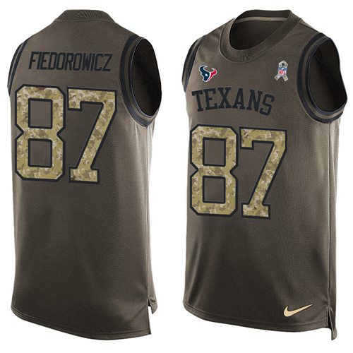 Nike Texans #87 C.J. Fiedorowicz Green Men's Stitched NFL Limited Salute To Service Tank Top Jersey