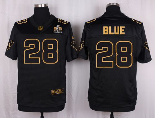 Nike Texans #28 Alfred Blue Black Men's Stitched NFL Elite Pro Line Gold Collection Jersey