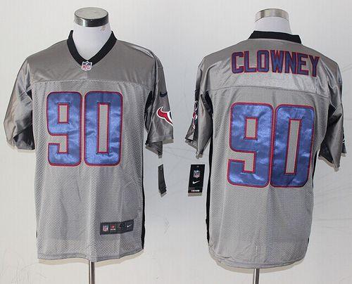 Nike Texans #90 Jadeveon Clowney Grey Shadow Men's Stitched NFL Elite Jersey