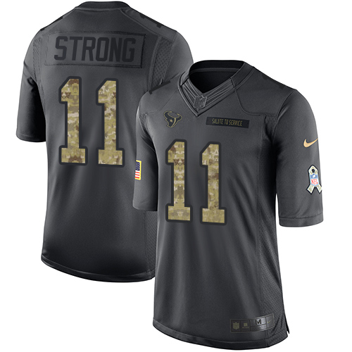 Nike Texans #11 Jaelen Strong Black Men's Stitched NFL Limited 2016 Salute to Service Jersey