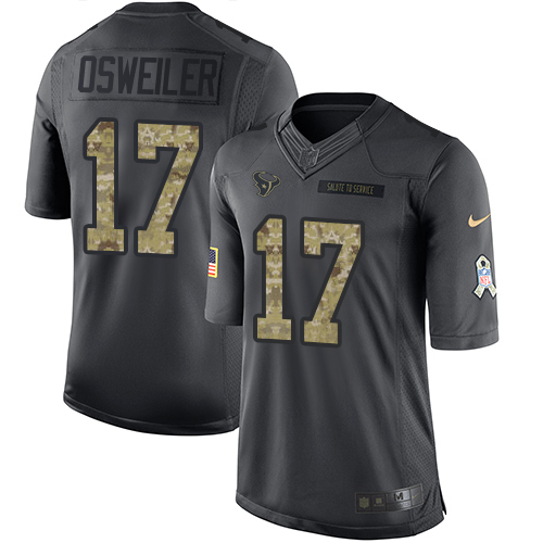 Nike Texans #17 Brock Osweiler Black Men's Stitched NFL Limited 2016 Salute to Service Jersey