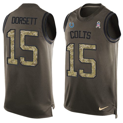 Nike Colts #15 Phillip Dorsett Green Men's Stitched NFL Limited Salute To Service Tank Top Jersey