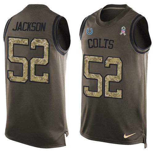 Nike Colts #52 D'Qwell Jackson Green Men's Stitched NFL Limited Salute To Service Tank Top Jersey