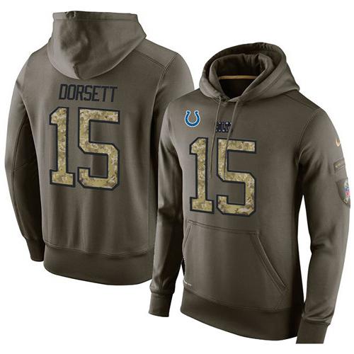 NFL Men's Nike Indianapolis Colts #15 Phillip Dorsett Stitched Green Olive Salute To Service KO Performance Hoodie