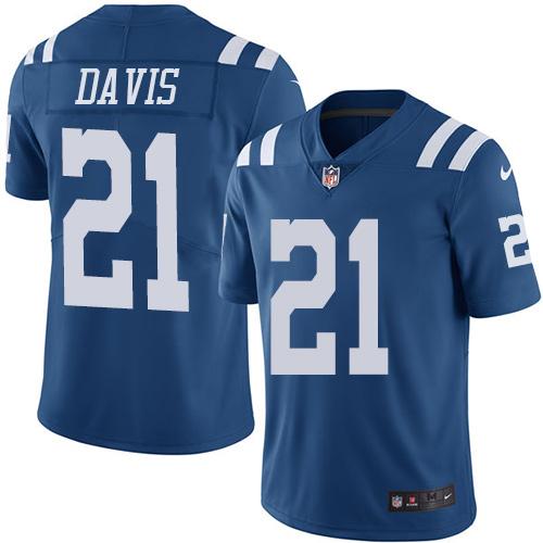 Nike Colts #21 Vontae Davis Royal Blue Men's Stitched NFL Limited Rush Jersey