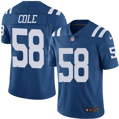 Nike Colts #58 Trent Cole Royal Blue Men's Stitched NFL Limited Rush Jersey