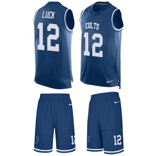 Nike Colts #12 Andrew Luck Royal Blue Team Color Men's Stitched NFL Limited Tank Top Suit Jersey