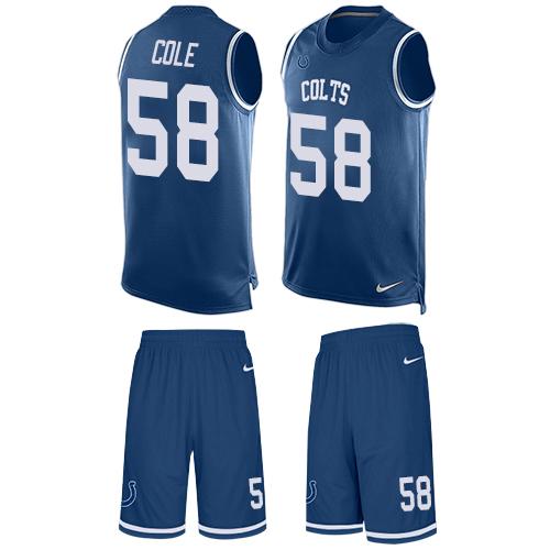 Nike Colts #58 Trent Cole Royal Blue Team Color Men's Stitched NFL Limited Tank Top Suit Jersey