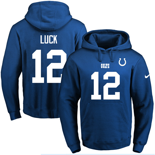 Nike Colts #12 Andrew Luck Royal Blue Name & Number Pullover NFL Hoodie