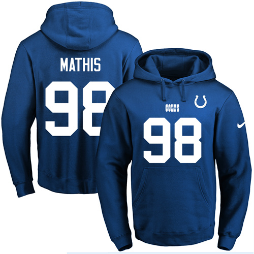 Nike Colts #98 Robert Mathis Royal Blue Name & Number Pullover NFL Hoodie