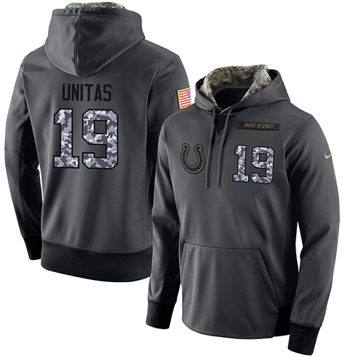 NFL Men's Nike Indianapolis Colts #19 Johnny Unitas Stitched Black Anthracite Salute to Service Player Performance Hoodie