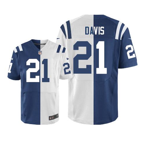 Nike Colts #21 Vontae Davis Royal Blue/White Men's Stitched NFL Elite Split Jersey