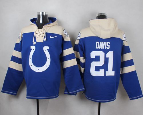 Nike Colts #21 Vontae Davis Royal Blue Player Pullover NFL Hoodie