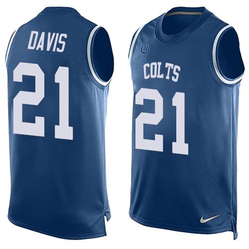 Nike Colts #21 Vontae Davis Royal Blue Team Color Men's Stitched NFL Limited Tank Top Jersey