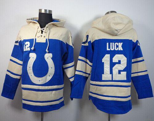 Nike Colts #12 Andrew Luck Blue Sawyer Hooded Sweatshirt NFL Hoodie