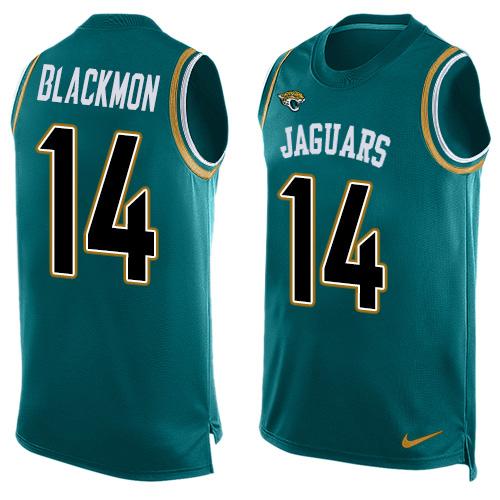 Nike Jaguars #14 Justin Blackmon Teal Green Team Color Men's Stitched NFL Limited Tank Top Jersey