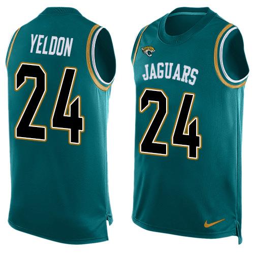 Nike Jaguars #24 T.J. Yeldon Teal Green Team Color Men's Stitched NFL Limited Tank Top Jersey