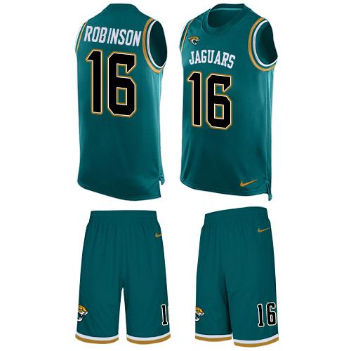 Nike Jaguars #16 Denard Robinson Teal Green Team Color Men's Stitched NFL Limited Tank Top Suit Jersey