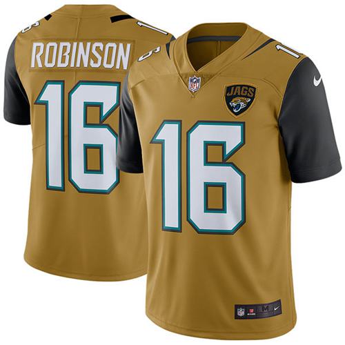 Nike Jaguars #16 Denard Robinson Gold Men's Stitched NFL Limited Rush Jersey