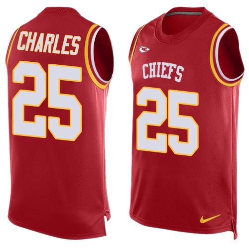 Nike Chiefs #25 Jamaal Charles Red Team Color Men's Stitched NFL Limited Tank Top Jersey