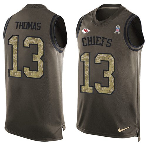 Nike Chiefs #13 De'Anthony Thomas Green Men's Stitched NFL Limited Salute To Service Tank Top Jersey
