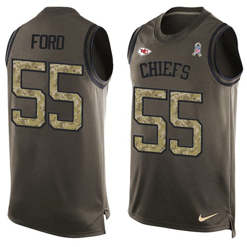 Nike Chiefs #55 Dee Ford Green Men's Stitched NFL Limited Salute To Service Tank Top Jersey