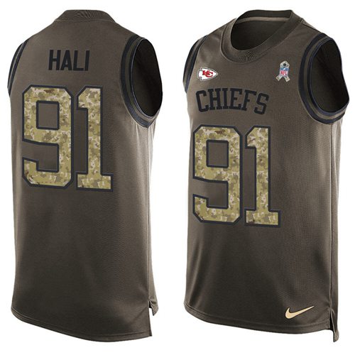 Nike Chiefs #91 Tamba Hali Green Men's Stitched NFL Limited Salute To Service Tank Top Jersey