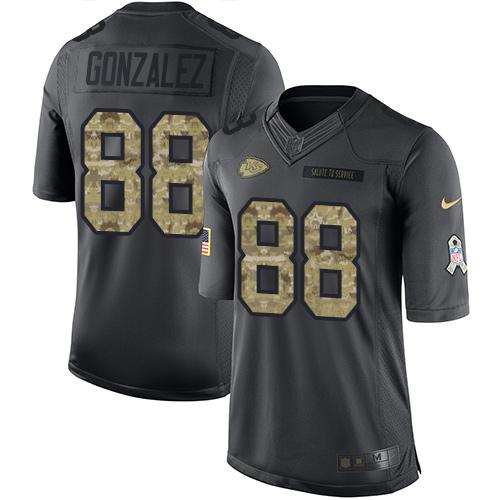 Nike Chiefs #88 Tony Gonzalez Black Men's Stitched NFL Limited 2016 Salute to Service Jersey