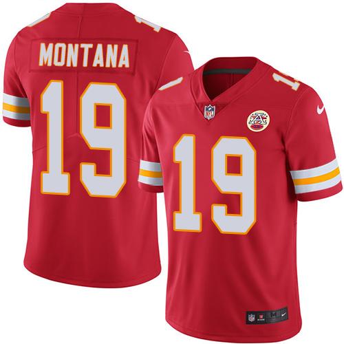 Nike Chiefs #19 Joe Montana Red Men's Stitched NFL Limited Rush Jersey