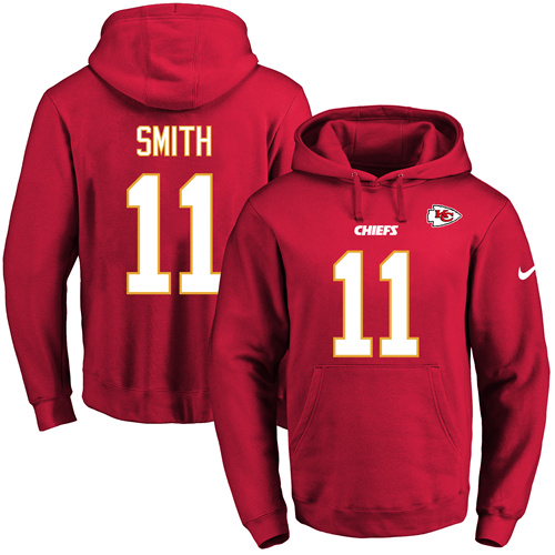 Nike Chiefs #11 Alex Smith Red Name & Number Pullover NFL Hoodie