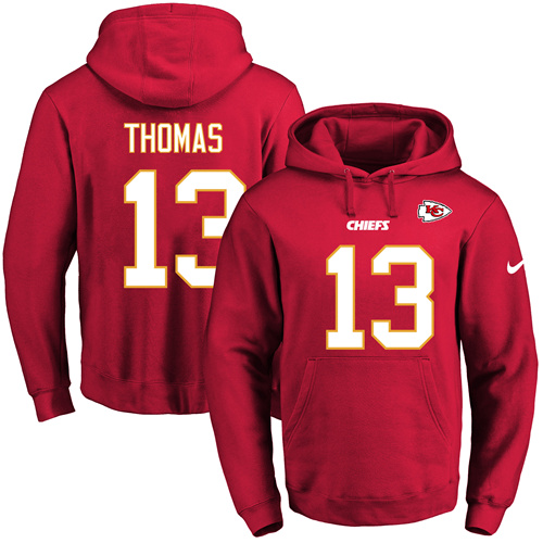 Nike Chiefs #13 De'Anthony Thomas Red Name & Number Pullover NFL Hoodie