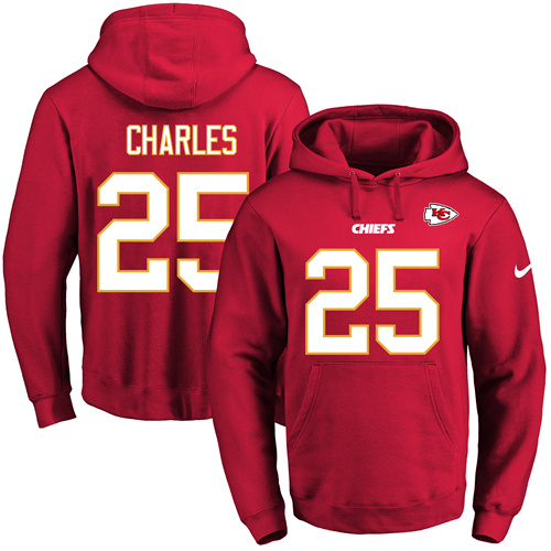 Nike Chiefs #25 Jamaal Charles Red Name & Number Pullover NFL Hoodie